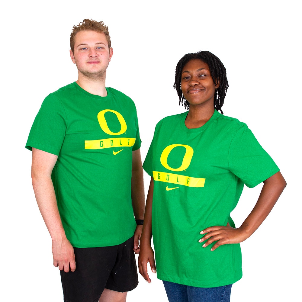 Classic Oregon O, Nike, Green, Crew Neck, Cotton, Men, Unisex, Golf, Basic, T-Shirt, 906590
